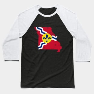 St Louis Flag Missouri Map Baseball T-Shirt